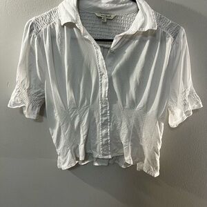 Elegant White collard Button-Down Women's blouse Size Small
